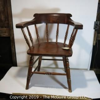 Furniture: Vintage: Antique: Arm Chair: Spindle: Captains style - dark wood