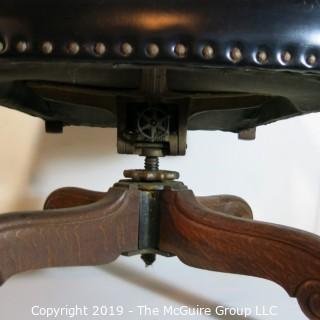 Furniture: Vintage: Antique: HEAVY Leather Office Chair on Casters