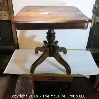 Furniture: Vintage: Antique: Square Eastlake Pedestal Carved Table (distressed)