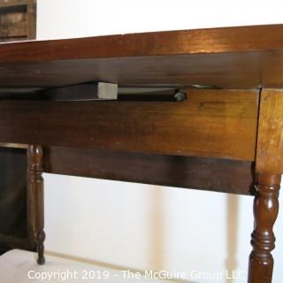 Furniture: Vintage: Antique: Double Drop-Leaf Spindle Table w/ wood peg construction (w/character issues)