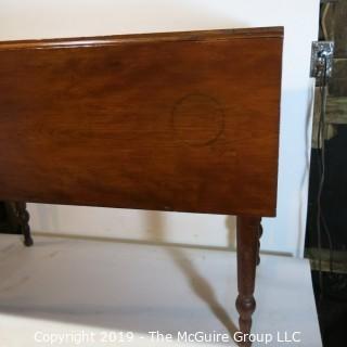 Furniture: Vintage: Antique: Double Drop-Leaf Spindle Table w/ wood peg construction (w/character issues)