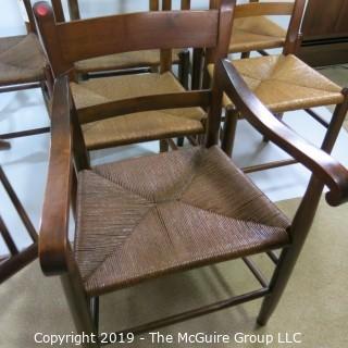 Furniture: Vintage: Antique: (6) Coil Woven Ladder-back side chairs and (1) Arm Chair; 19W x 15D x 35"T