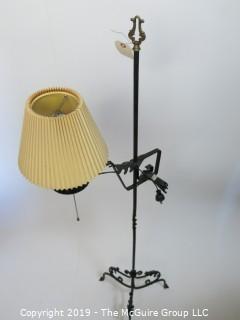 Lighting: Vintage: Tri-Footed Iron Adjustible Pole Lamp