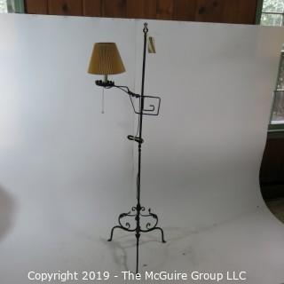 Lighting: Vintage: Tri-Footed Iron Adjustible Pole Lamp