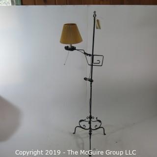 Lighting: Vintage: Tri-Footed Iron Adjustible Pole Lamp