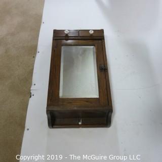 Furniture: Vintage: Antique: Spindle: Walnut?Bathroom Cabinet w/Mirror; 15W x 8D x 30"T