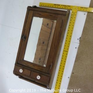 Furniture: Vintage: Antique: Spindle: Walnut?Bathroom Cabinet w/Mirror; 15W x 8D x 30"T