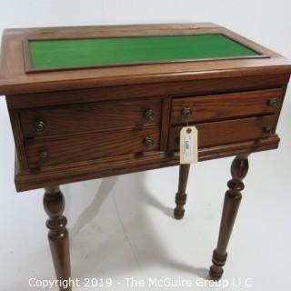 Furniture: Vintage: Antique: Standup Writing Desk Felt top, 4-drawers, Spindle Legs; 30W x 21D 37"T 