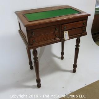 Furniture: Vintage: Antique: Standup Writing Desk Felt top, 4-drawers, Spindle Legs; 30W x 21D 37"T 