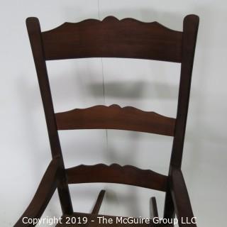 Furniture: Vintage: Antique: Coil Woven Ladder-back Rocking Chair Spindle; 23 1/2W x 16D x 41"T