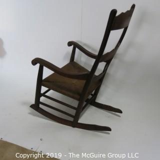 Furniture: Vintage: Antique: Coil Woven Ladder-back Rocking Chair Spindle; 23 1/2W x 16D x 41"T