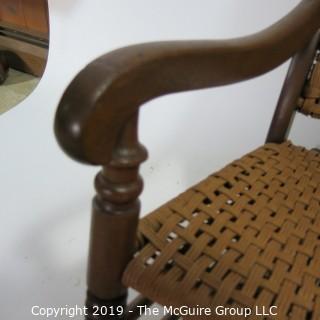 Furniture: Vintage: Antique: Tri-strand Cain Woven Rocking Arm Chair Spindle