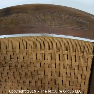 Furniture: Vintage: Antique: Tri-strand Cain Woven Rocking Arm Chair Spindle