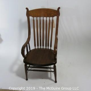 Furniture: Vintage: Antique: Bent Arm Chair: Flat Spindles: 29W (outer edge to edge) 21W x 19 1/4D x 42 1/2"T 