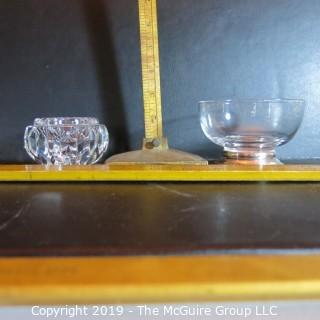 Glass: Ctystal Ash Tray and Silver footed dish