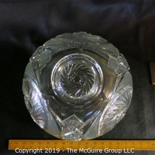 Glass: EAPG: Tri-section Punch Bowl and Matching Glasses - Possibly Fostoria? Pin-wheel Pattern