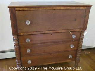 Furniture: Vintage: Antique: 4-Drawer Chest; 45W x 22D x 47"T (missing 1 glass knob) 