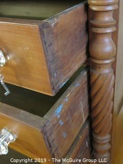 Furniture: Vintage: Antique: 4-Drawer Chest; 45W x 22D x 47"T (missing 1 glass knob) 