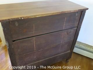 Furniture: Vintage: Antique: 4-Drawer Chest; 45W x 22D x 47"T (missing 1 glass knob) 