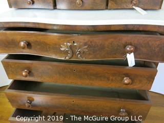 Furniture: Vintage: Antique: 4-Drawer Chest w/White Marble Top and tilt mirror; chest is 43 1/2W x 48"T; mirror is 45 1/2"T (marble slides off for transport)