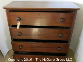 Furniture: Vintage: Antique: 4-Drawer Chest; 40W x 18D x 39"T