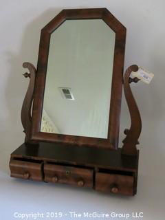 Furniture: Vintage: Antique: Mahogany Dressing Table Tilting Mirror w/ 3-drawers; hallmarked: Leroy S. Boyd, Arlington, VA 1928; 23W x 8 1/2D x 32"T