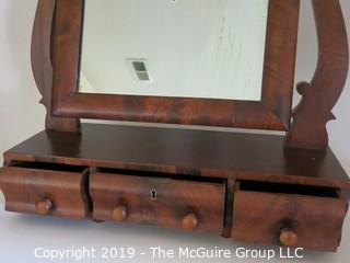 Furniture: Vintage: Antique: Mahogany Dressing Table Tilting Mirror w/ 3-drawers; hallmarked: Leroy S. Boyd, Arlington, VA 1928; 23W x 8 1/2D x 32"T