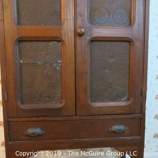 Furniture: Vintage: Antique: Tall Pie Safe 1 lower drawer; 31 x 15 x 58"T