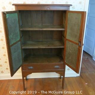 Furniture: Vintage: Antique: Tall Pie Safe 1 lower drawer; 31 x 15 x 58"T