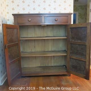 Furniture: Vintage: Antique: Heavy Pie Safe 2-upper drawers; 44 x 15 49"T