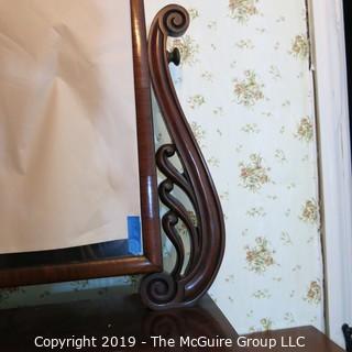 Furniture: Vintage: Antique: 2 Drawer Swing Dressing Table Mirror w/ side lyre motif; 21W x 10D x 30"T