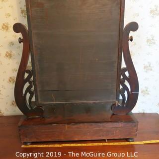 Furniture: Vintage: Antique: 2 Drawer Swing Dressing Table Mirror w/ side lyre motif; 21W x 10D x 30"T