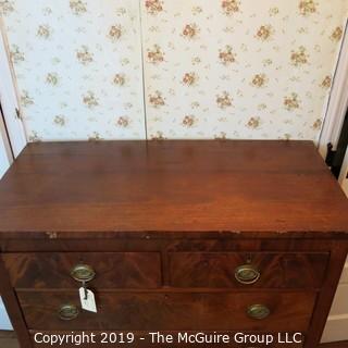 Furniture: Vintage: Antique: 5-Drawer Mahogany Chest; bookmatched veneers; keyed; 40W x 20D x 44"T