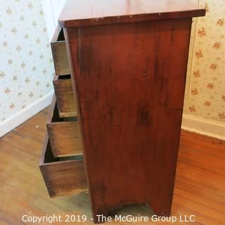 Furniture: Vintage: Antique: 5-Drawer Mahogany Chest; bookmatched veneers; keyed; 40W x 20D x 44"T