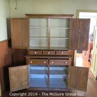 Furniture: Vintage: Kitchen Hutch/Cabinet 1-piece 5-drawers 6-shelves; 44 x 22 x 73"T