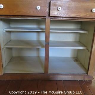 Furniture: Vintage: Kitchen Hutch/Cabinet 1-piece 5-drawers 6-shelves; 44 x 22 x 73"T