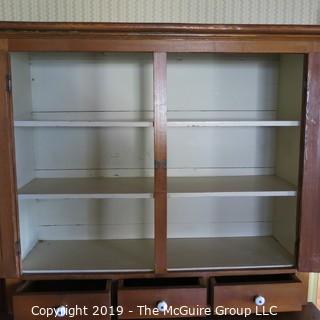 Furniture: Vintage: Kitchen Hutch/Cabinet 1-piece 5-drawers 6-shelves; 44 x 22 x 73"T