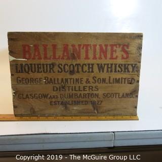 Collectible: Advertising: Wooden Box: Ballantine Whiskey (condition issues)