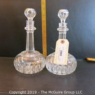 Crystal: Pair of Lead Crystal Decanter w/ stoppers