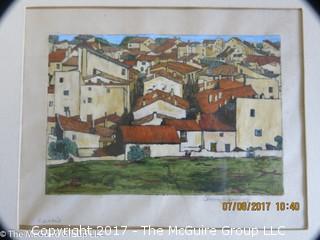 Original landscape painting of "Cassis"; signed Corrine S. Hornberger; 1929; 11 1/4 x 14 1/2