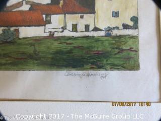 Original landscape painting of "Cassis"; signed Corrine S. Hornberger; 1929; 11 1/4 x 14 1/2