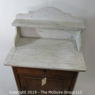 Furniture: Vintage: Antique: Bathroom Vanity w/ White Mable top; 25W x 17D x 30"T