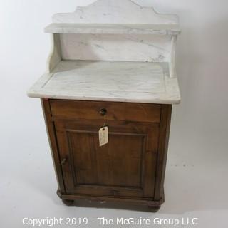 Furniture: Vintage: Antique: Bathroom Vanity w/ White Mable top; 25W x 17D x 30"T