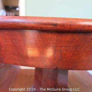 Furniture: Vintage: Antique: 35" Diameter Flame Mahogany Breakfast Table on Pedestal Stem with Quatrefoil Scrolled Feet;  27 1/2"T