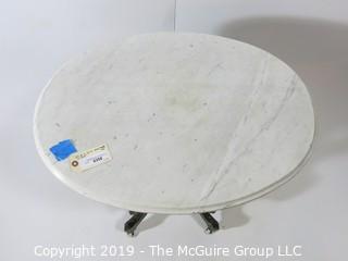 Furniture: Antique: Vintage: Oval pedestal occasional table w/ white marble oval top; 29 x 23" top; 29"T 