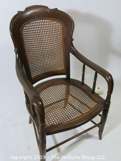 Furniture: Vintage: Antique: Cain Woven Spindle Arm Chair; 21W x 18D x 37"T