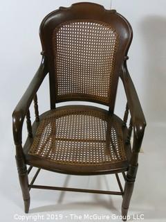 Furniture: Vintage: Antique: Cain Woven Spindle Arm Chair; 21W x 18D x 37"T