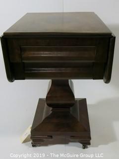 Furniture: Vintage: Antique: Eastlake Pedestal Double Drop Leaf Gaming Table Folding top & 2-drawers; 18 1/2" x 21 x 29 1/2"T