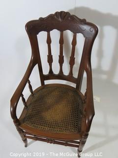 Furniture: Vintage: Antique: Cain Woven Arm Chair Spindle