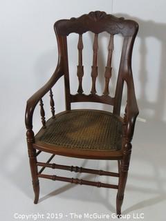 Furniture: Vintage: Antique: Cain Woven Arm Chair Spindle